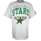Starter (NHL) - Grey Dallas Stars Single Stitch T-Shirt 1990s X-Large Vintage Retro Hockey