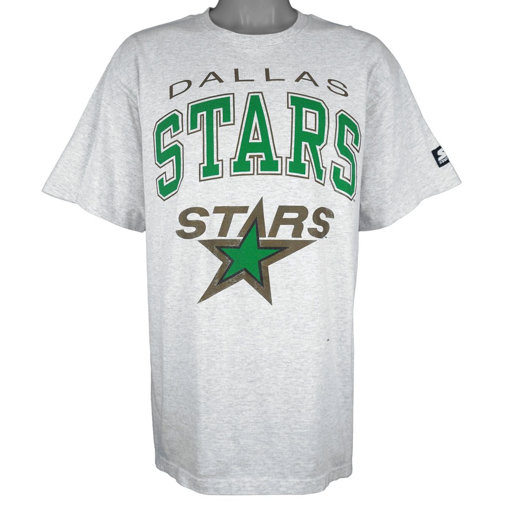 Starter (NHL) - Grey Dallas Stars Single Stitch T-Shirt 1990s X-Large Vintage Retro Hockey