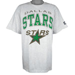 Starter (NHL) - Grey Dallas Stars Single Stitch T-Shirt 1990s X-Large Vintage Retro Hockey