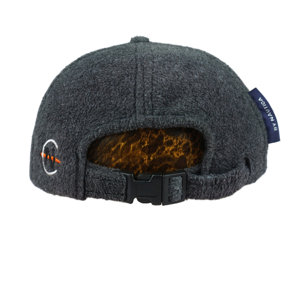 Nautica - Grey & Orange Big Logo Fleece Strapback Hat 1990s OSFA Vintage Retro