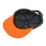 Nautica - Grey & Orange Big Logo Fleece Strapback Hat 1990s OSFA Vintage Retro