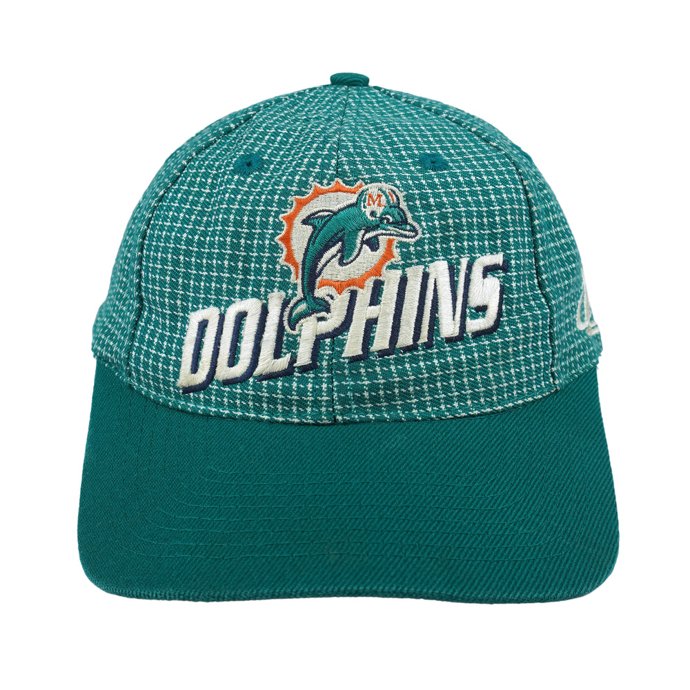 NFL (Logo Athletics) - Miami Dolphins Plaid Strapback Hat 1990s OSFA Vintage Retro Football