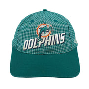 NFL (Logo Athletics) - Miami Dolphins Plaid Strapback Hat 1990s OSFA Vintage Retro Football