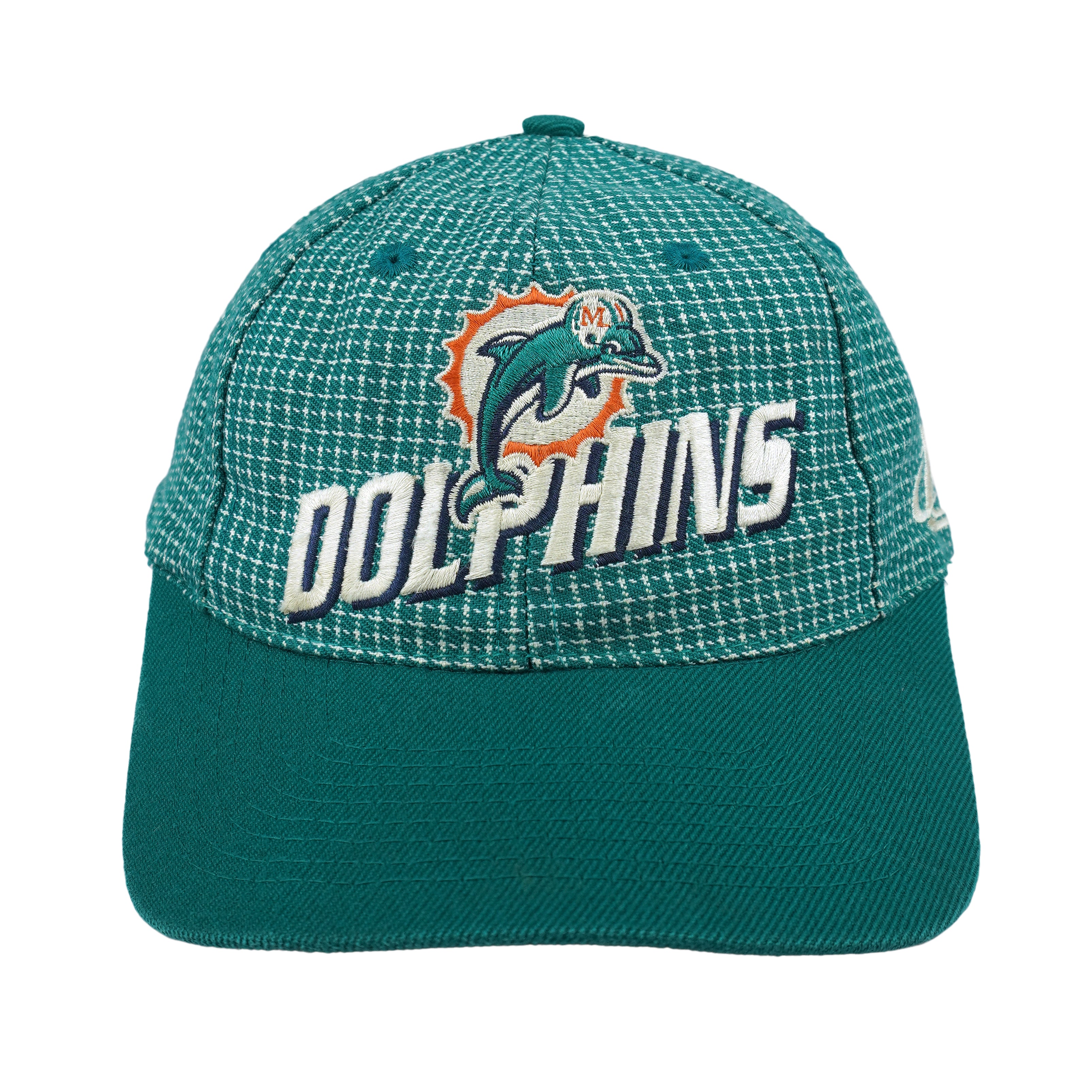 NFL (Logo Athletics) - Miami Dolphins Plaid Strapback Hat 1990s OSFA Vintage Retro Football