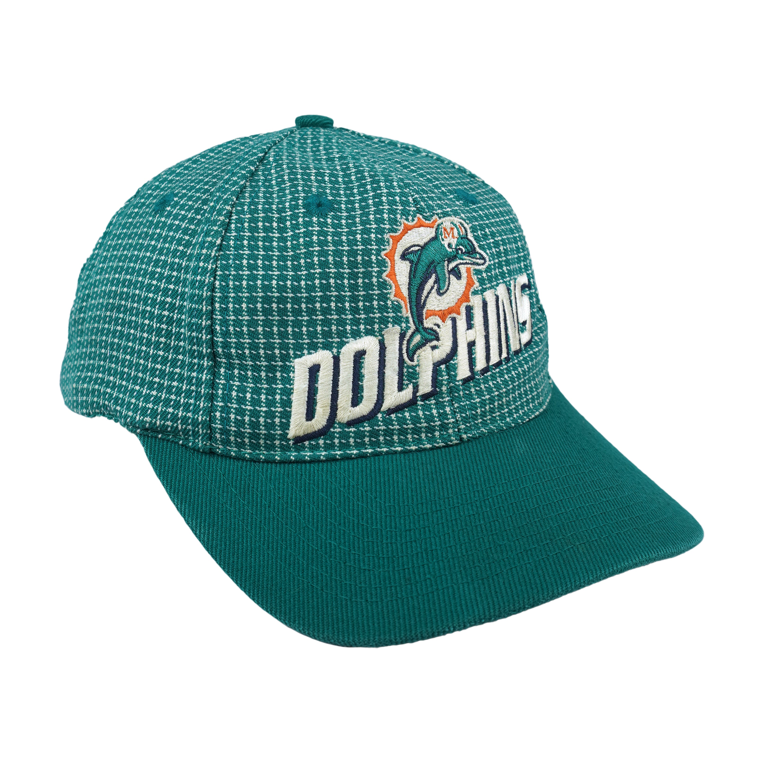NFL (Logo Athletics) - Miami Dolphins Plaid Strapback Hat 1990s OSFA Vintage Retro Football