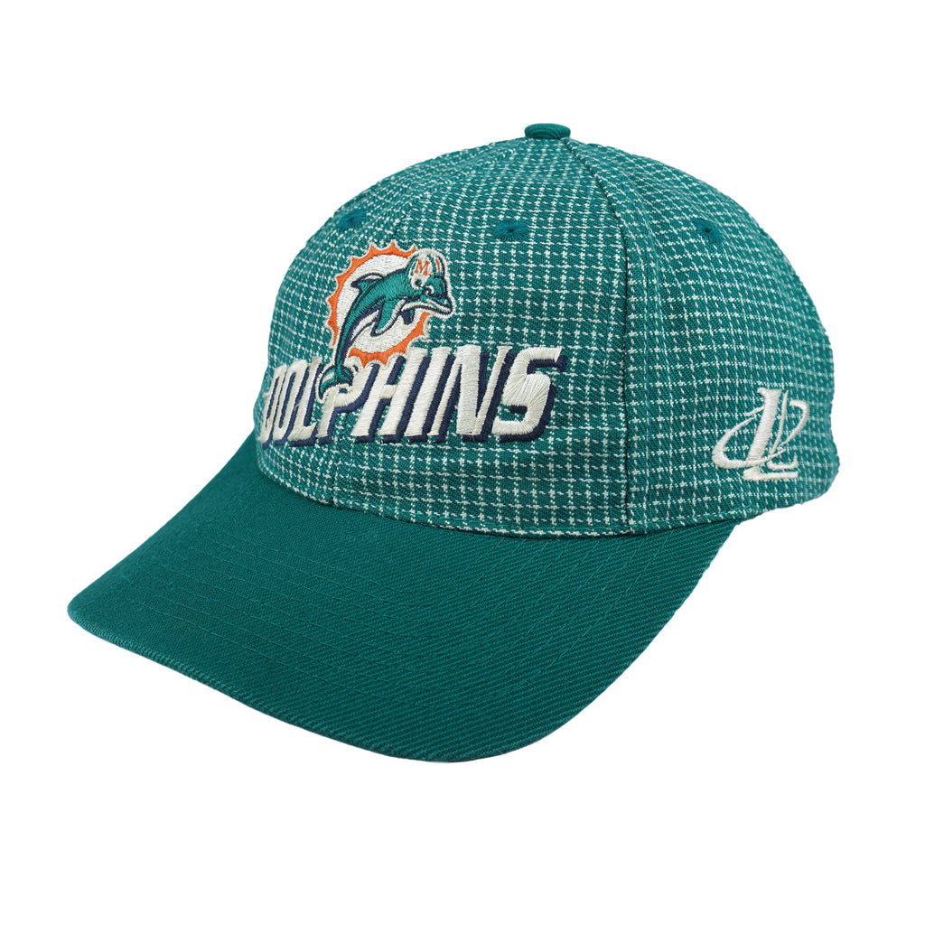 NFL (Logo Athletics) - Miami Dolphins Plaid Strapback Hat 1990s OSFA Vintage Retro Football
