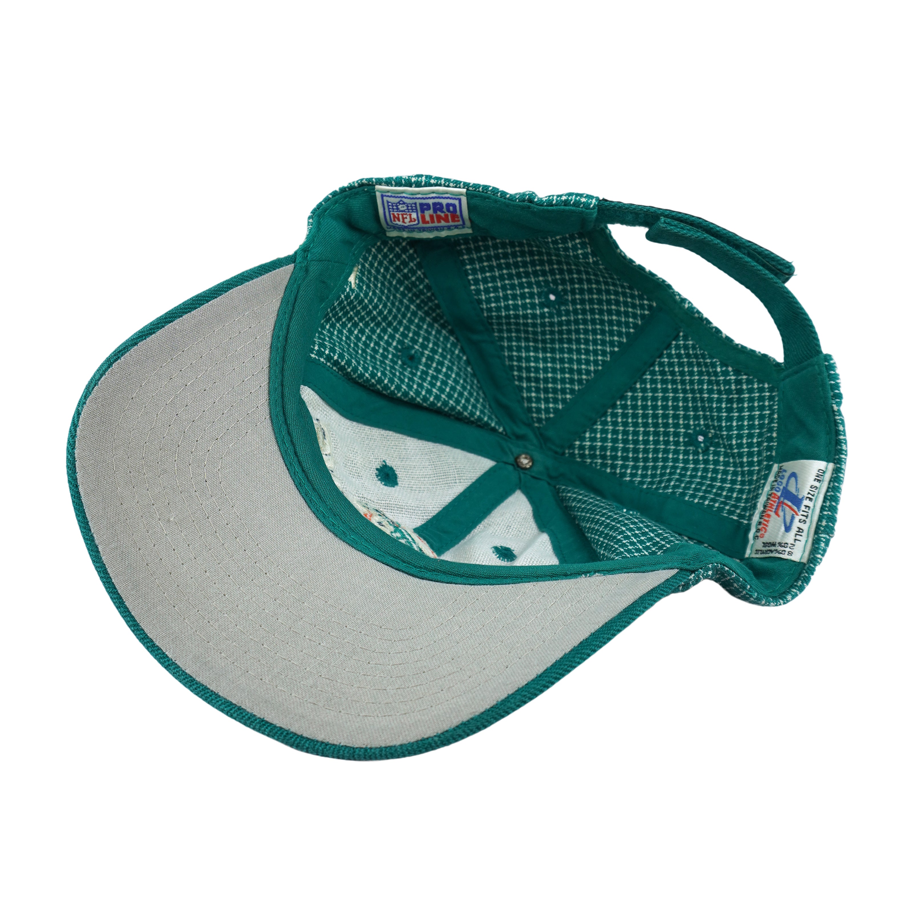 NFL (Logo Athletics) - Miami Dolphins Plaid Strapback Hat 1990s OSFA Vintage Retro Football