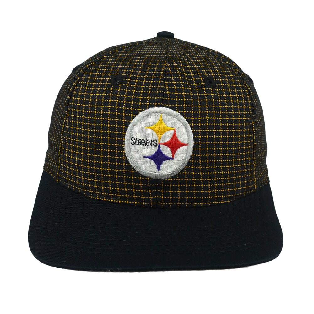 NFL (Logo 7) - Pittsburgh Steelers Embroidered Plaid Snapback Hat 1990s OSFA Vintage Retro Football