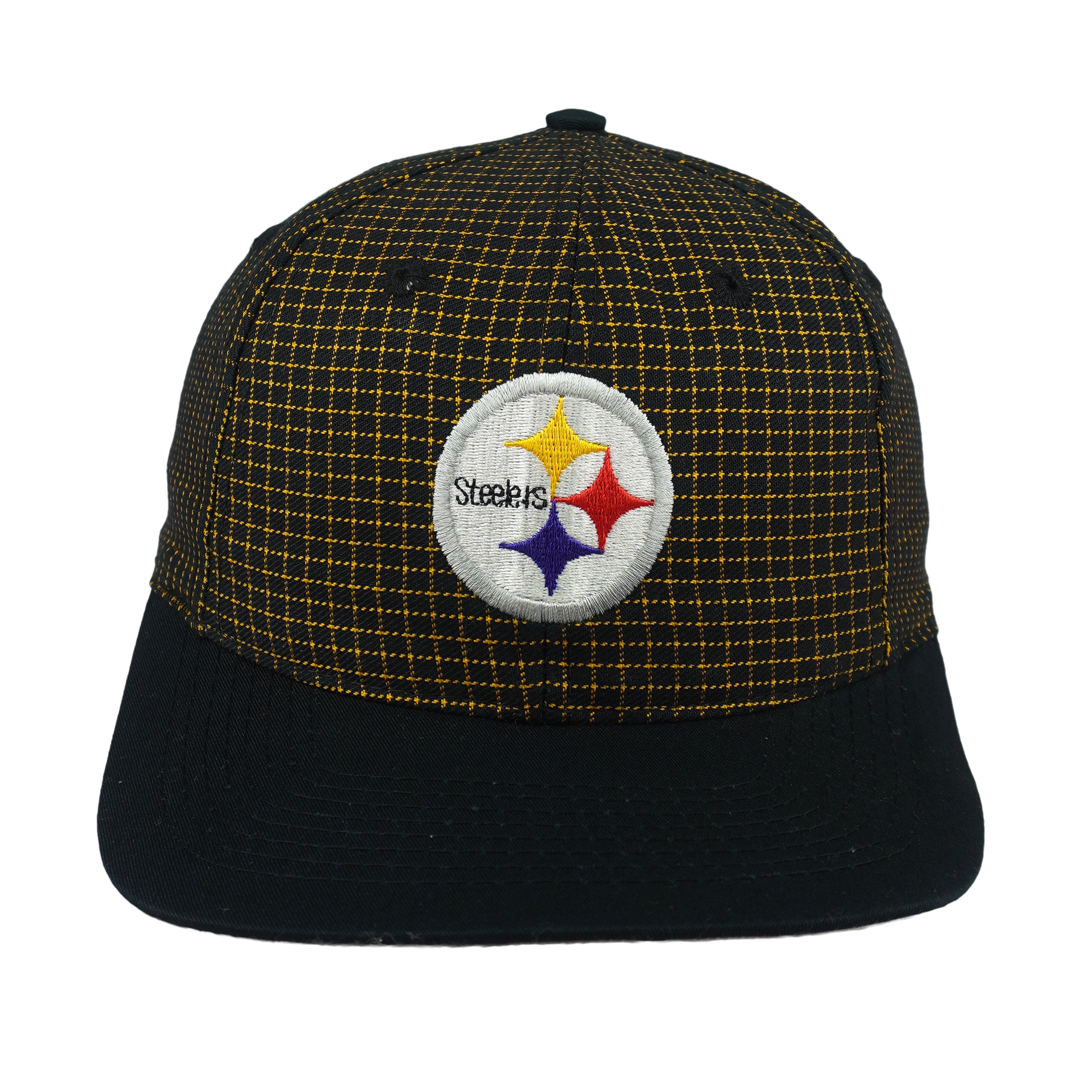 NFL (Logo 7) - Pittsburgh Steelers Embroidered Plaid Snapback Hat 1990s OSFA Vintage Retro Football