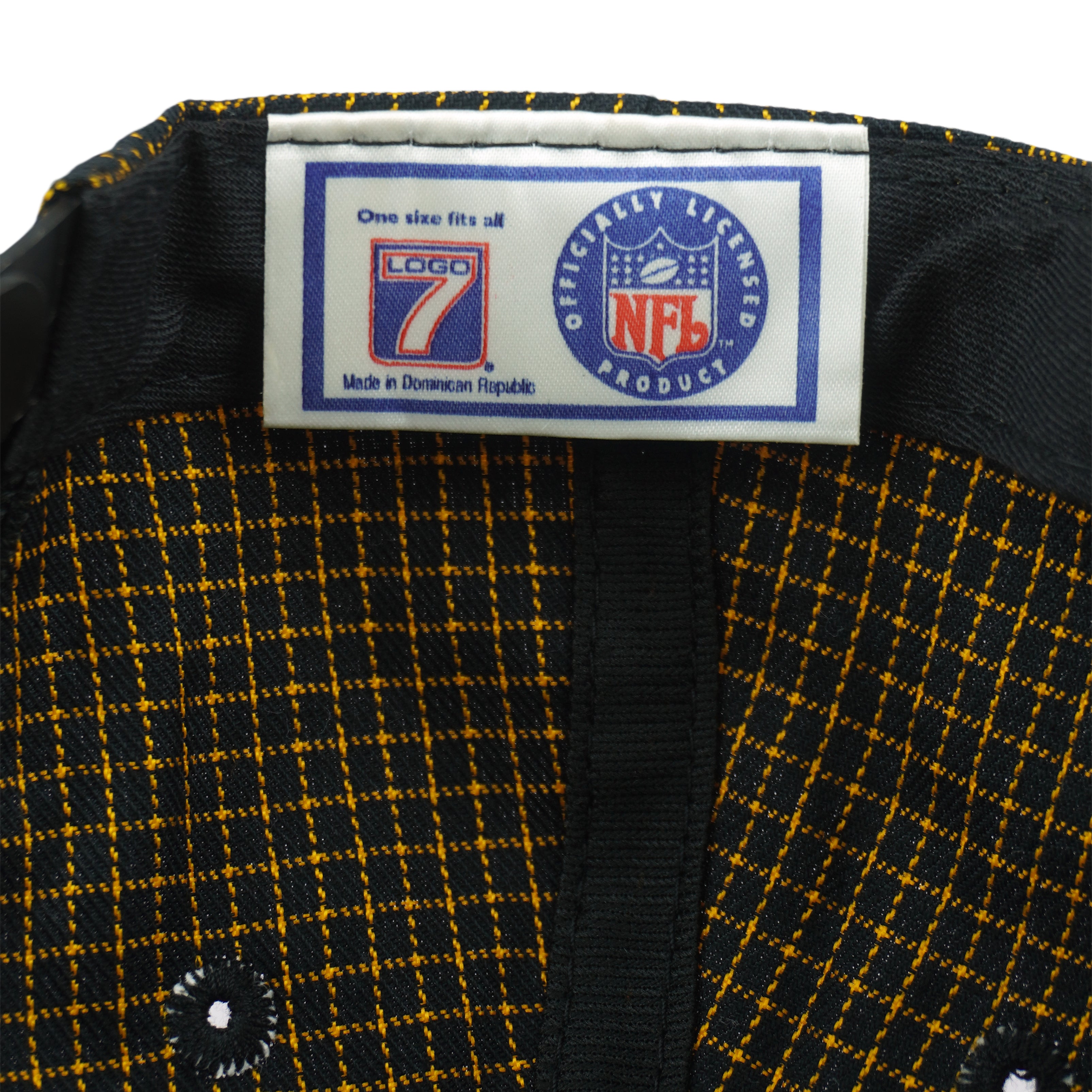 NFL (Logo 7) - Pittsburgh Steelers Embroidered Plaid Snapback Hat 1990s OSFA Vintage Retro Football
