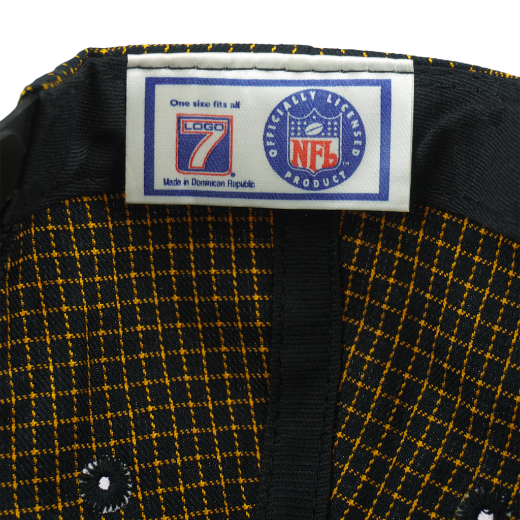 NFL (Logo 7) - Pittsburgh Steelers Embroidered Plaid Snapback Hat 1990s OSFA Vintage Retro Football