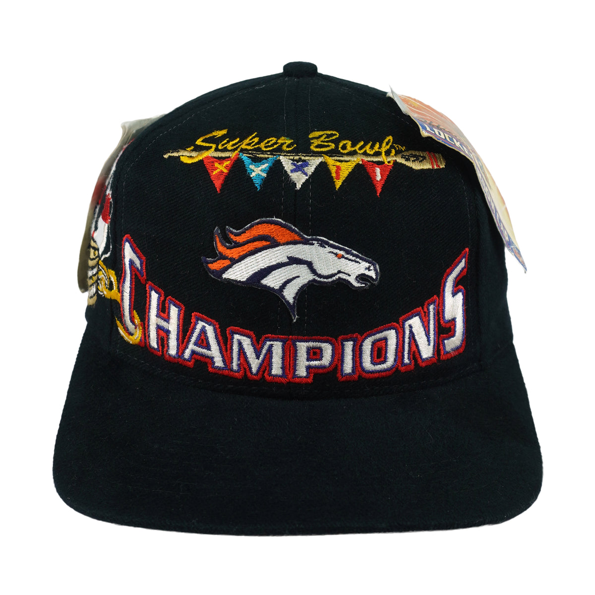 Vintage NFL - Denver Broncos Super Bowl Champions Deadstock Snapback Hat 1998 OSFA in black