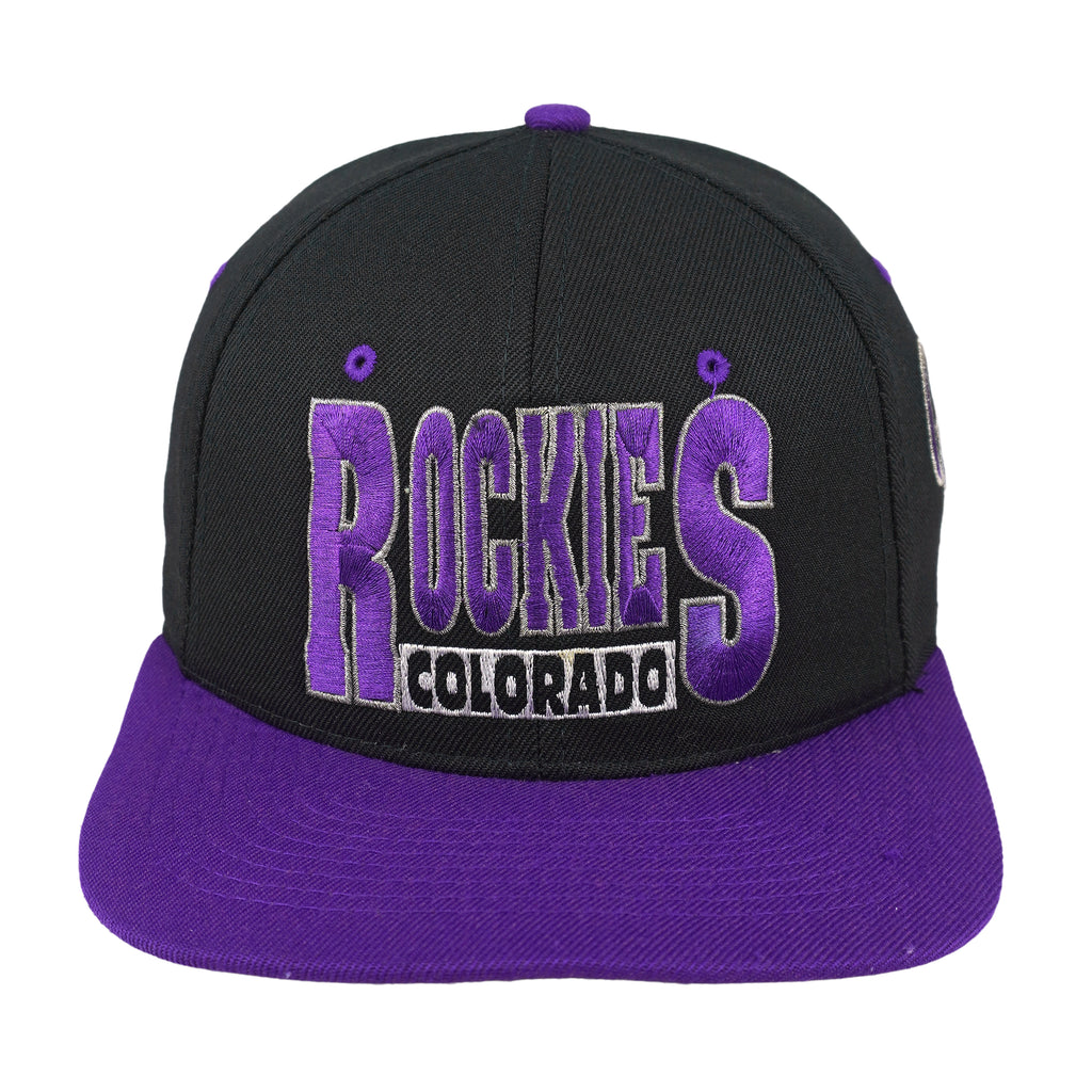 MLB - Black & Purple Colorado Rockies Embroidered Snapback Hat 1990s OSFA Vintage Retro Baseball