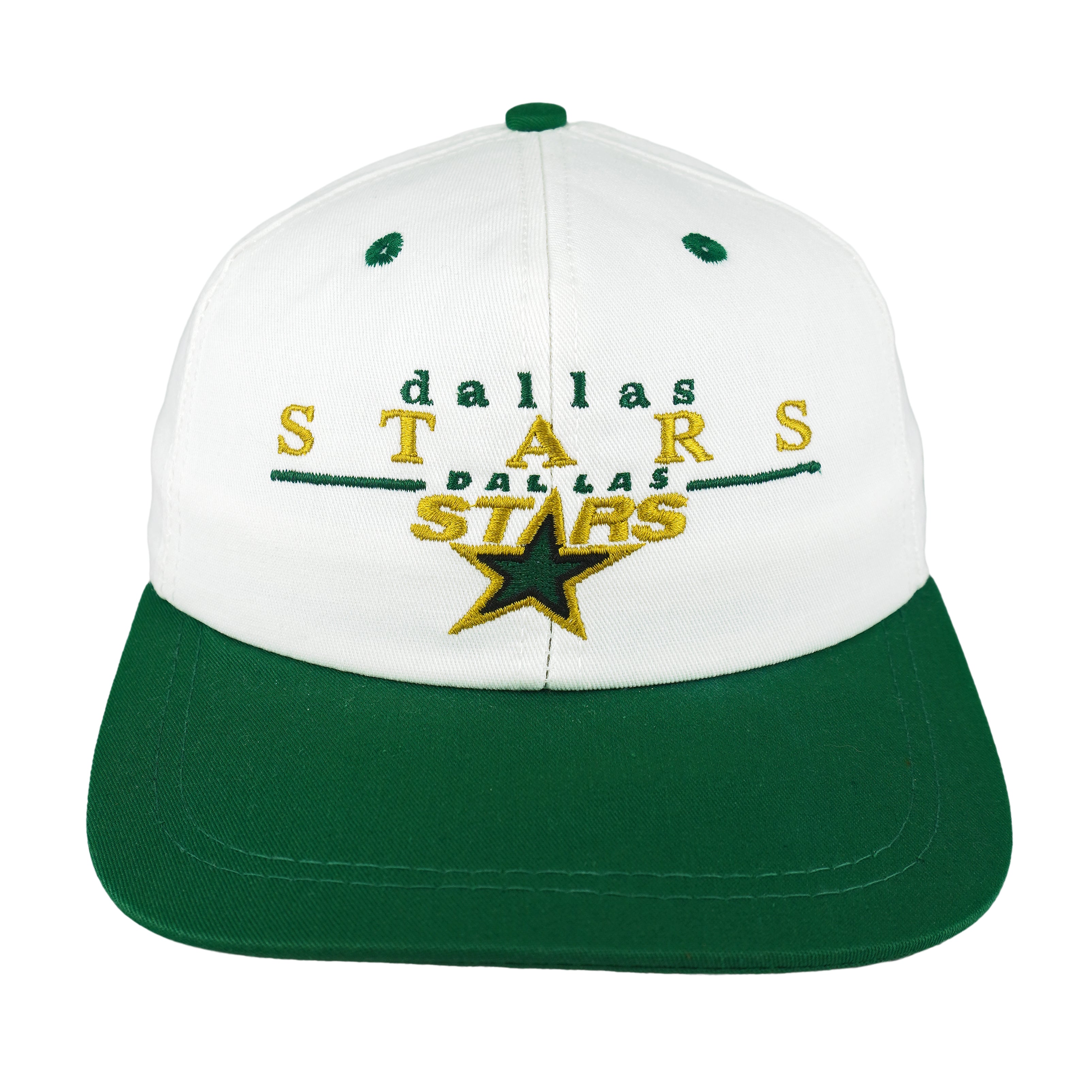 NHL (CCM) - Dallas Stars Spell-Out Snapback Hat 1990s OSFA Vintage Retro Hockey