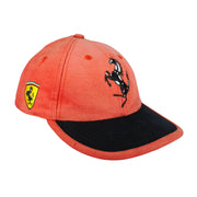 Ferrari - Embroidered Big Logo Strapback Hat 1990s OSFA Vintage Retro