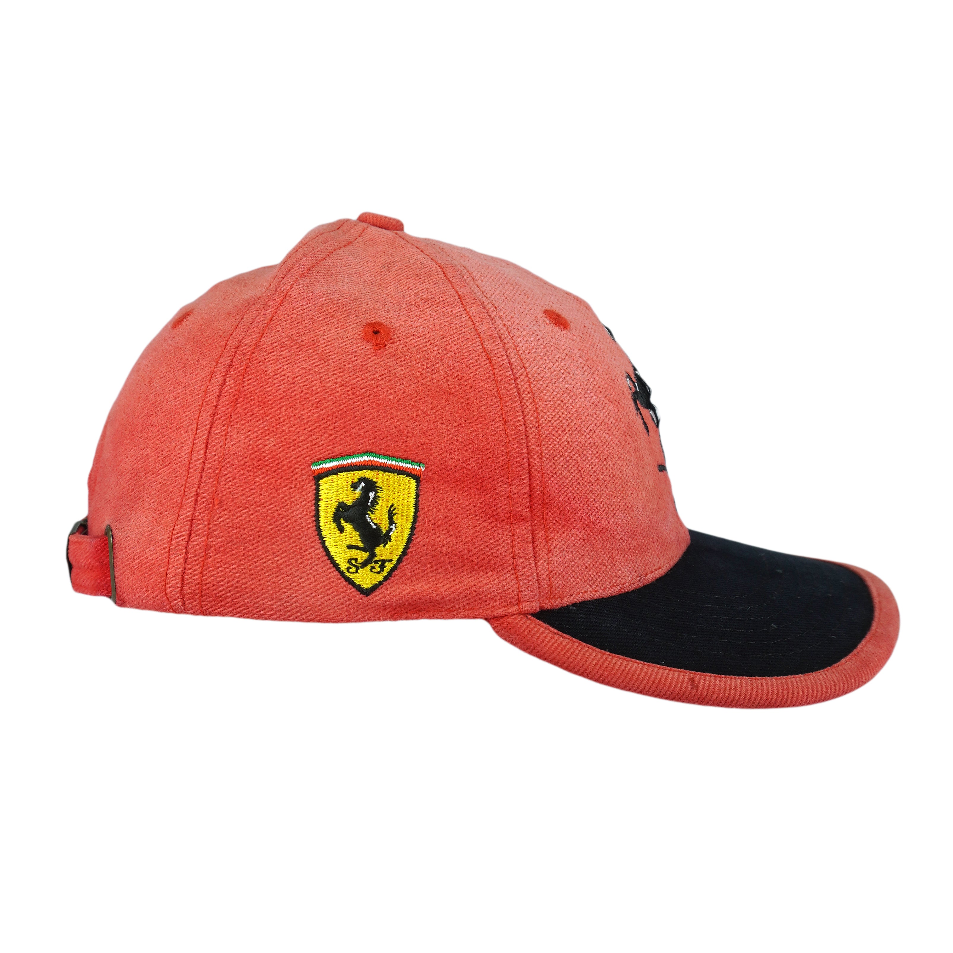 Ferrari - Embroidered Big Logo Strapback Hat 1990s OSFA Vintage Retro