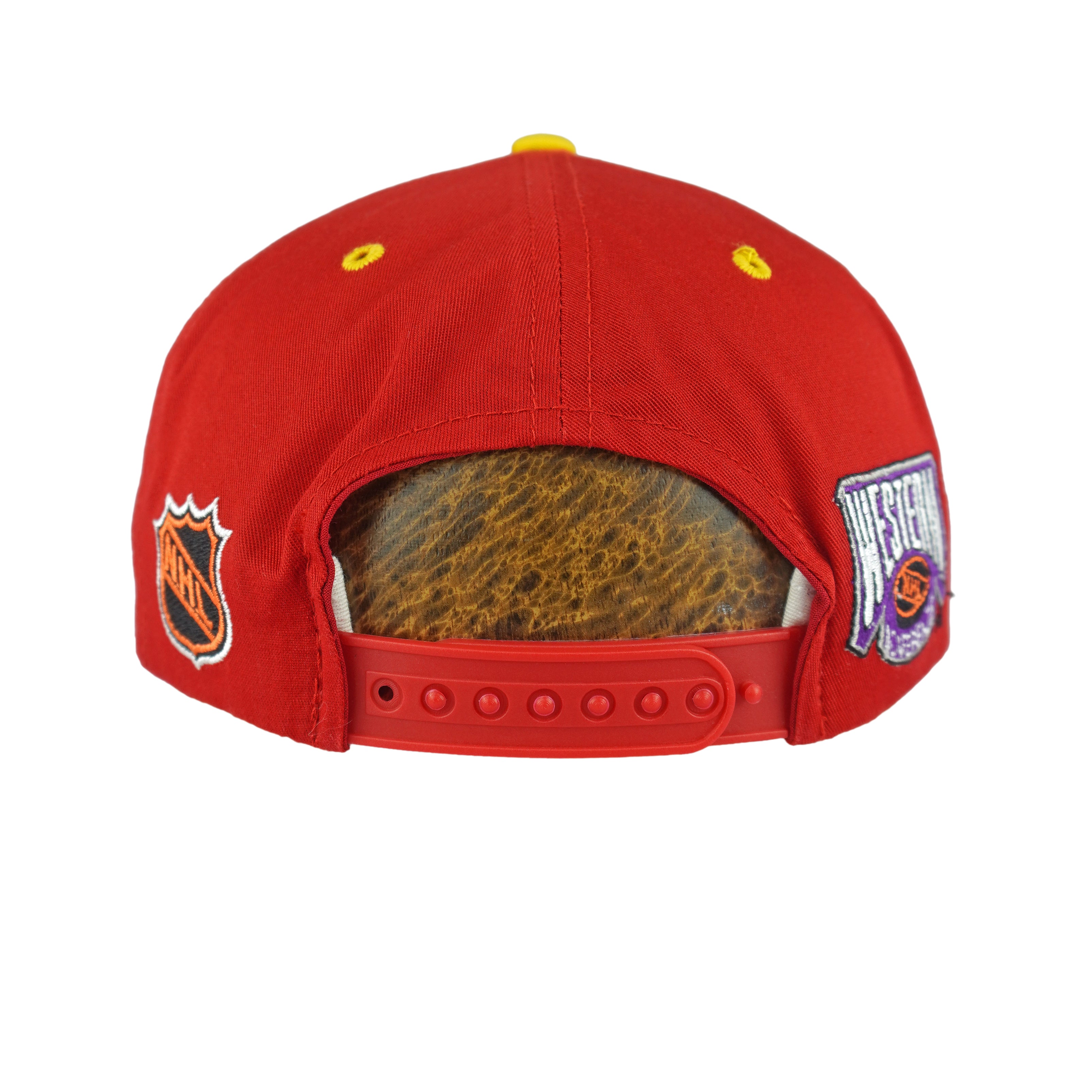 NHL (Sports Specialties) - Calgary Flames Embroidered Snapback Hat 1990s OSFA Vintage Retro Hockey