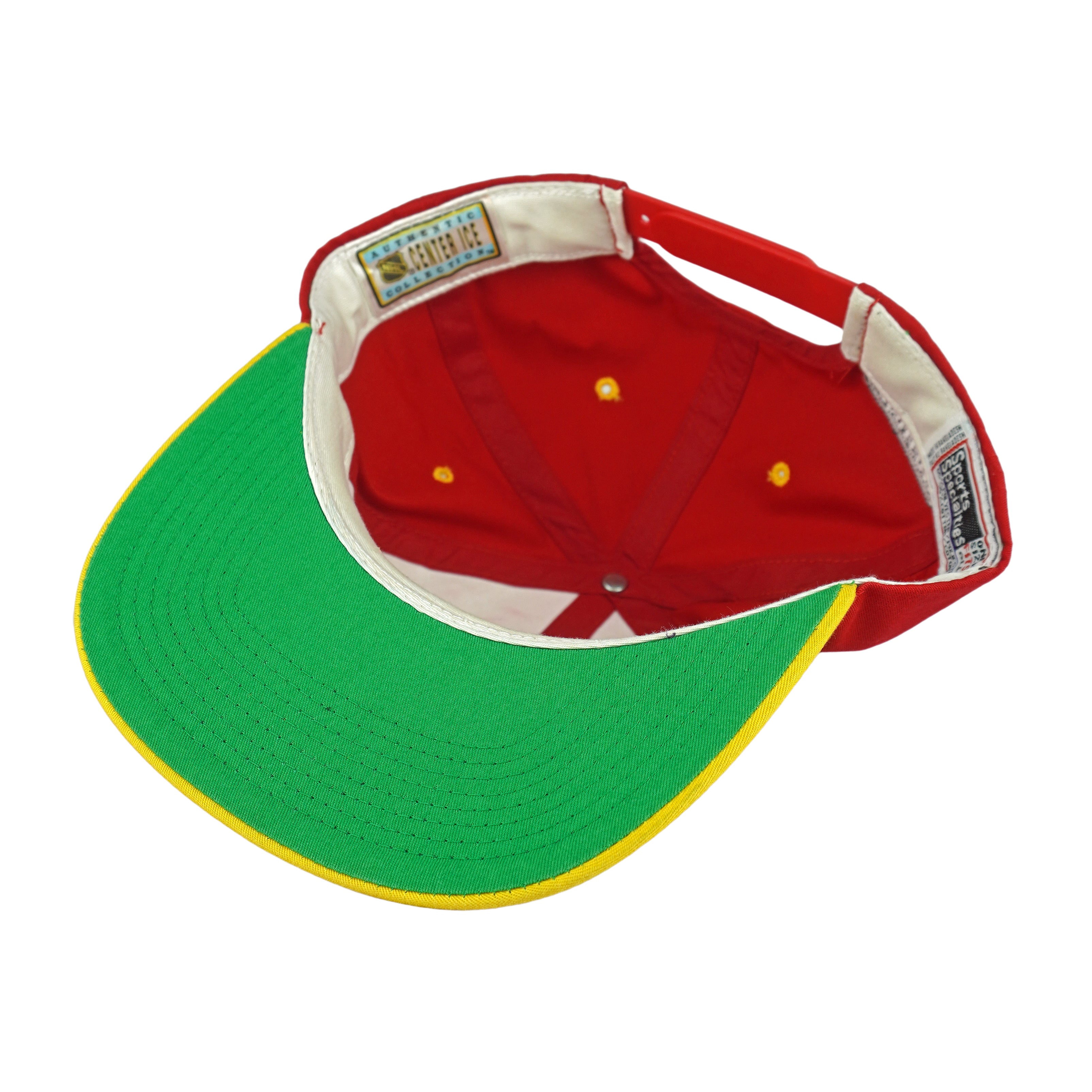 NHL (Sports Specialties) - Calgary Flames Embroidered Snapback Hat 1990s OSFA Vintage Retro Hockey