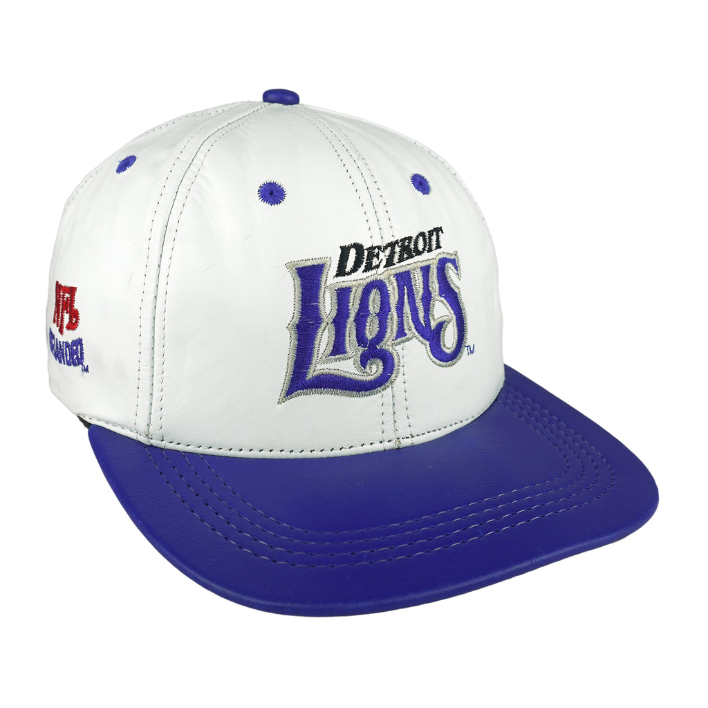 NFL (Modern) - Detroit Lions Embroidered Leather SnapBack Hat 1990s OSFA Vintage Retro Football