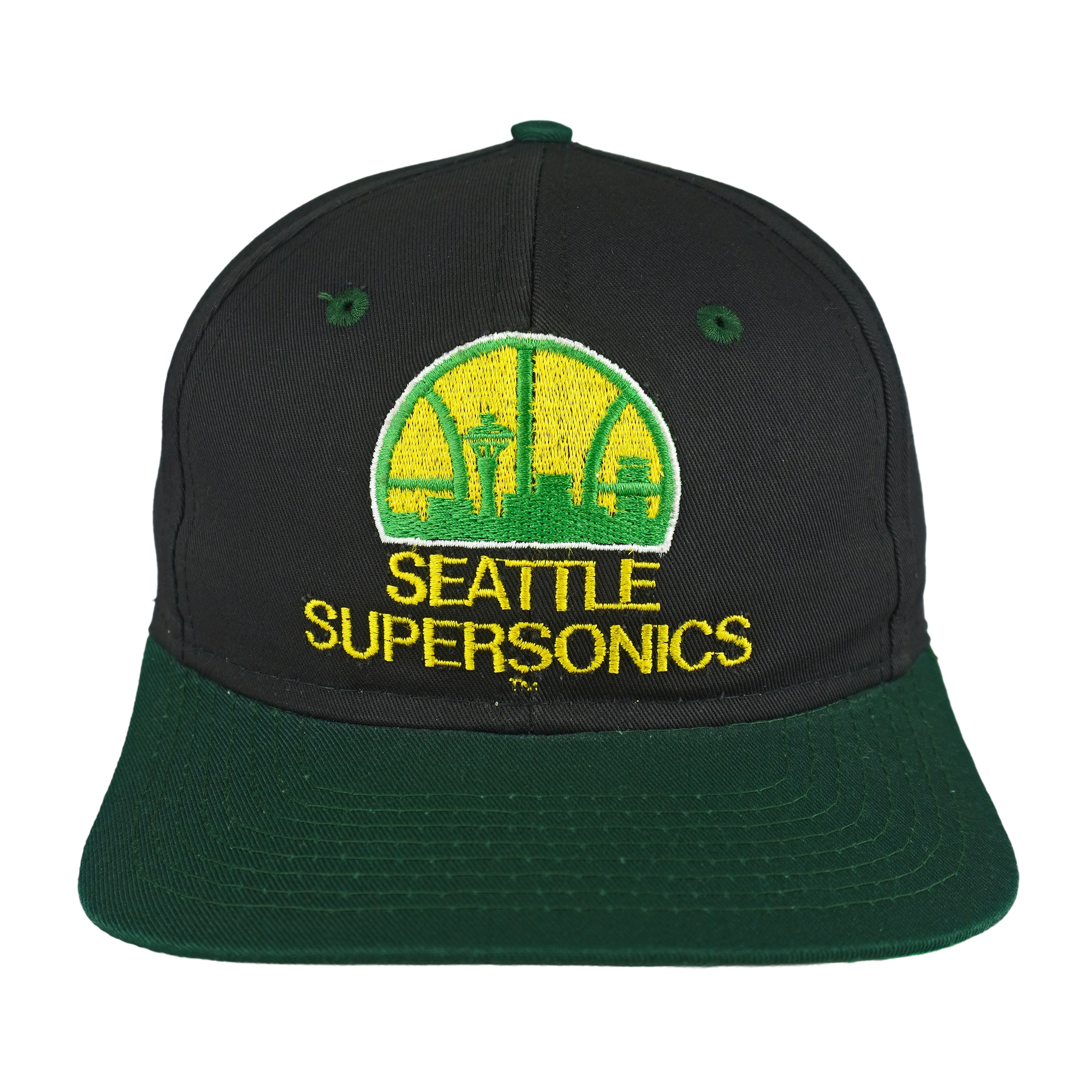 Vintage NBA (Competitor) - Seattle SuperSonics Snapback Hat 1990s OSFA in black and green