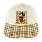 Disney - Mickey Mouse Embroidered Plaid Adjustable Hat 1990s OSFA Vintage Retro