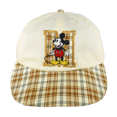 Disney - Mickey Mouse Embroidered Plaid Hat 1990s OSFA