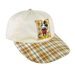 Disney - Mickey Mouse Embroidered Plaid Adjustable Hat 1990s OSFA Vintage Retro