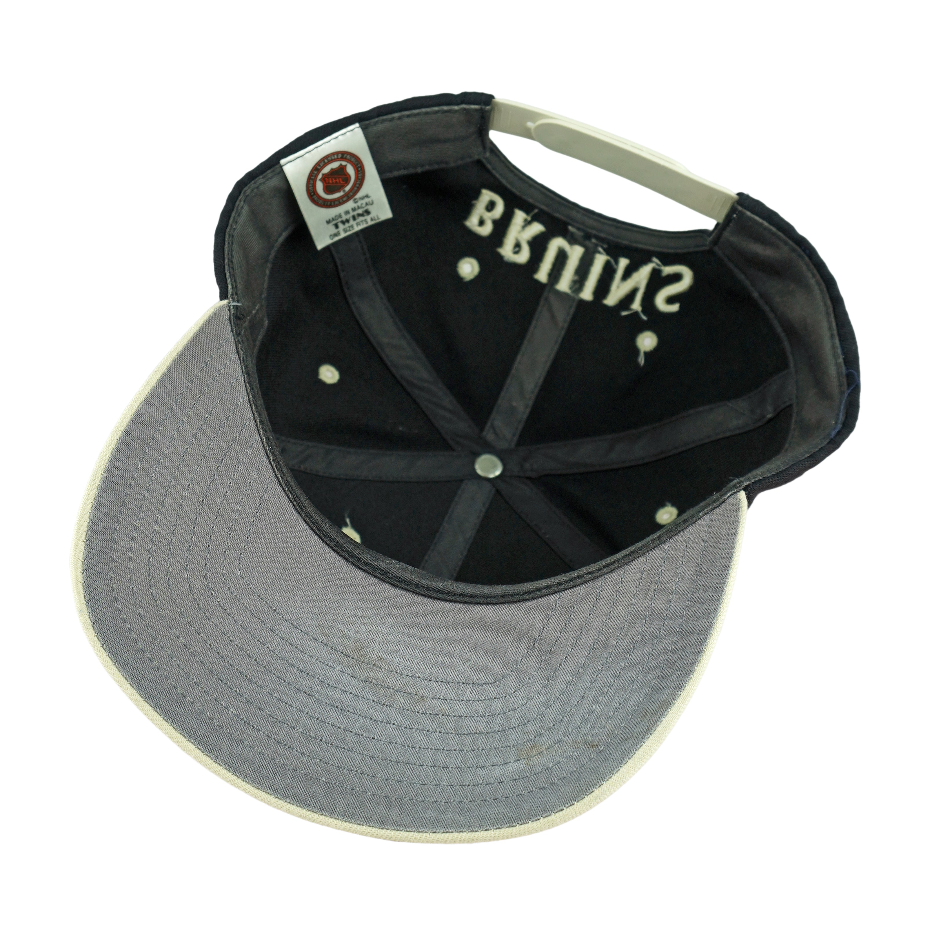 NHL (Twins) - Boston Bruins Embroidered Logo Snapback Hat 1990s OSFA Vintage Retro Hockey