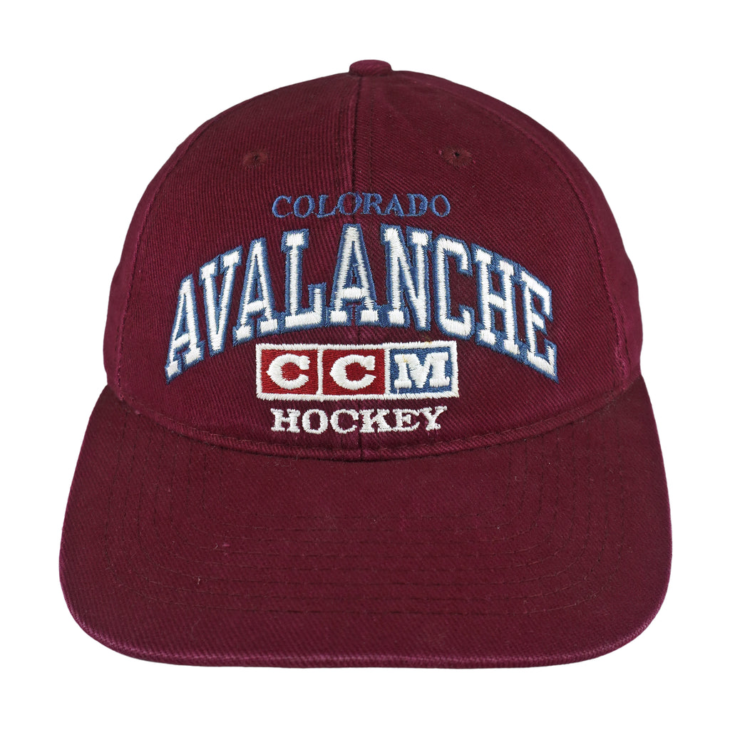 NHL (CCM) - Colorado Avalanche Hockey Embroidered Strapback Hat 1990s OSFA Vintage Retro Hockey