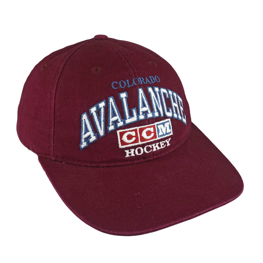 NHL (CCM) - Colorado Avalanche Hockey Embroidered Strapback Hat 1990s OSFA Vintage Retro Hockey