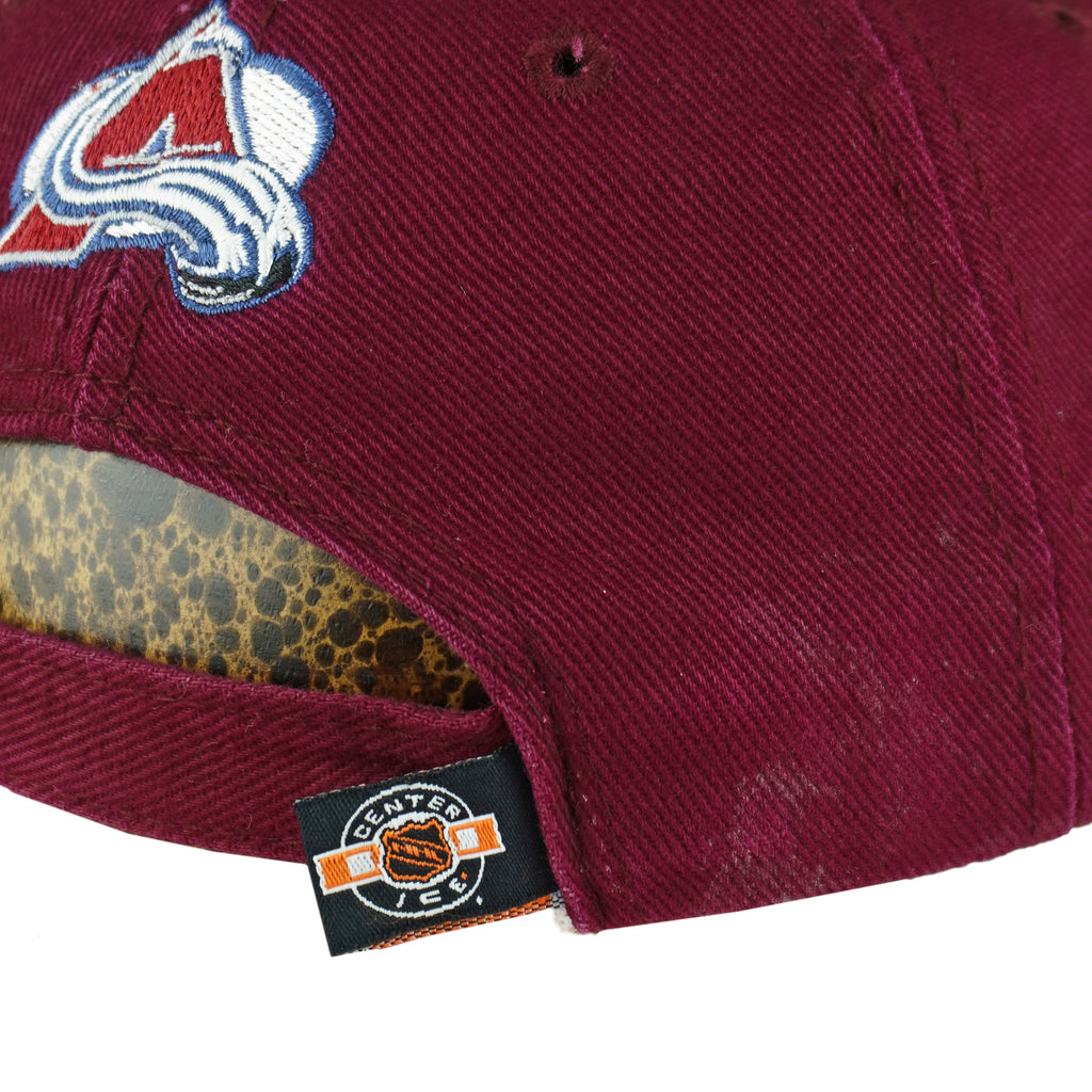 NHL (CCM) - Colorado Avalanche Hockey Embroidered Strapback Hat 1990s OSFA Vintage Retro Hockey