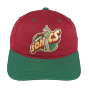 NBA (Sports Specialties) - Red & Green Seattle SuperSonics Snapback Hat 1990s OSFA Vintage Retro Basketball