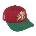 NBA (Sports Specialties) - Red & Green Seattle SuperSonics Snapback Hat 1990s OSFA Vintage Retro Basketball