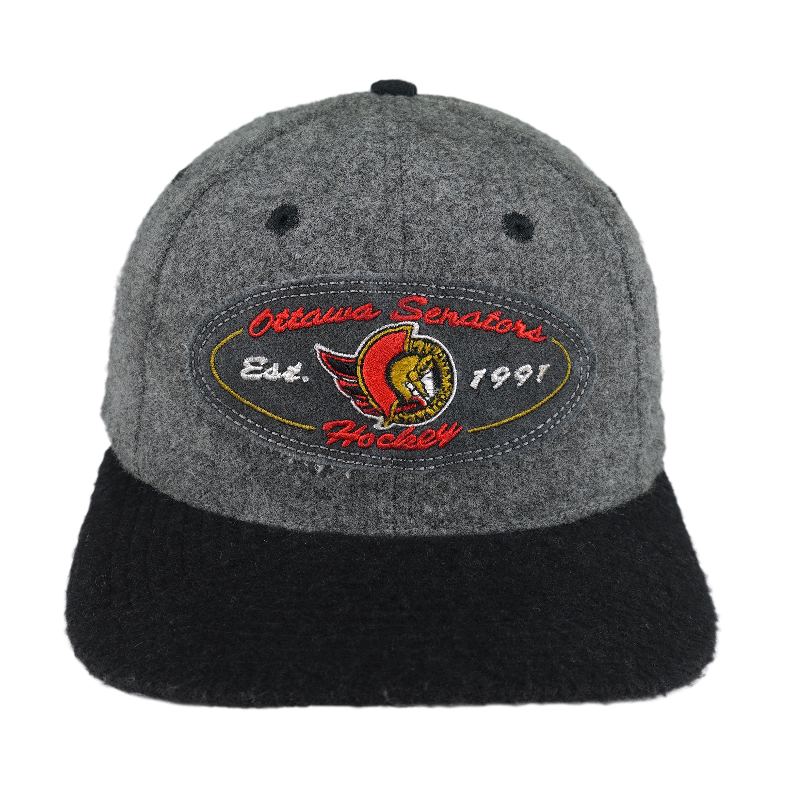 NHL (Sports Specialties) - Ottawa Senators Wool Patch Strapback Hat 1990s OSFA Vintage Retro Hockey