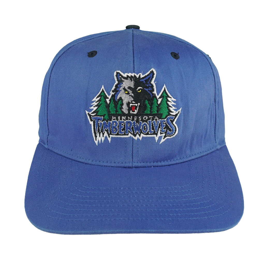 NBA (Logo 7) - Blue Minnesota Timberwolves Snapback Hat 1990s OSFA Vintage Retro Basketball