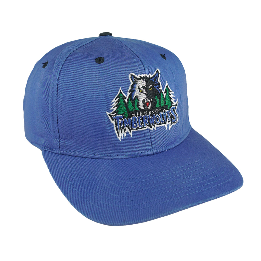 NBA (Logo 7) - Blue Minnesota Timberwolves Snapback Hat 1990s OSFA Vintage Retro Basketball