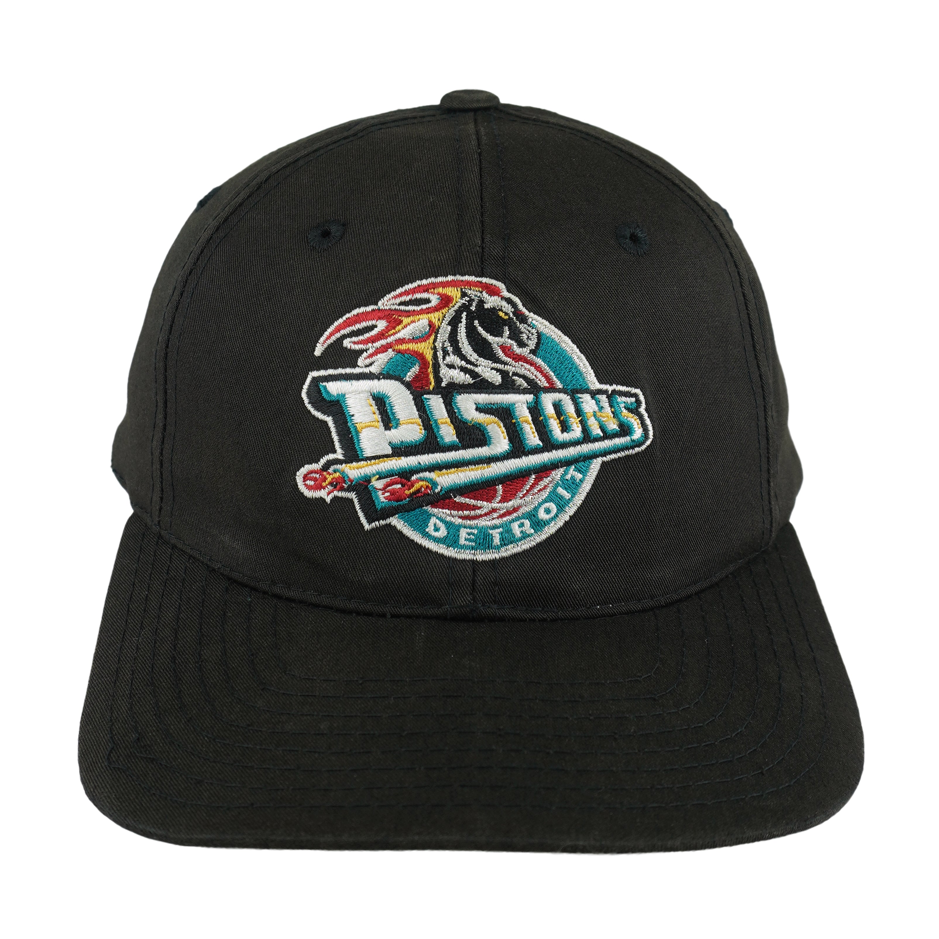 NBA (Annco) - Detroit Pistons Spell-Out Snapback Hat 1990s OSFA Vintage Retro Basketball