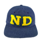 NCAA - Notre Dame University Chenille Fleece Snapback Hat 1990s OSFA Vintage Retro