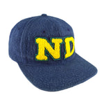 NCAA - Notre Dame University Chenille Fleece Snapback Hat 1990s OSFA Vintage Retro