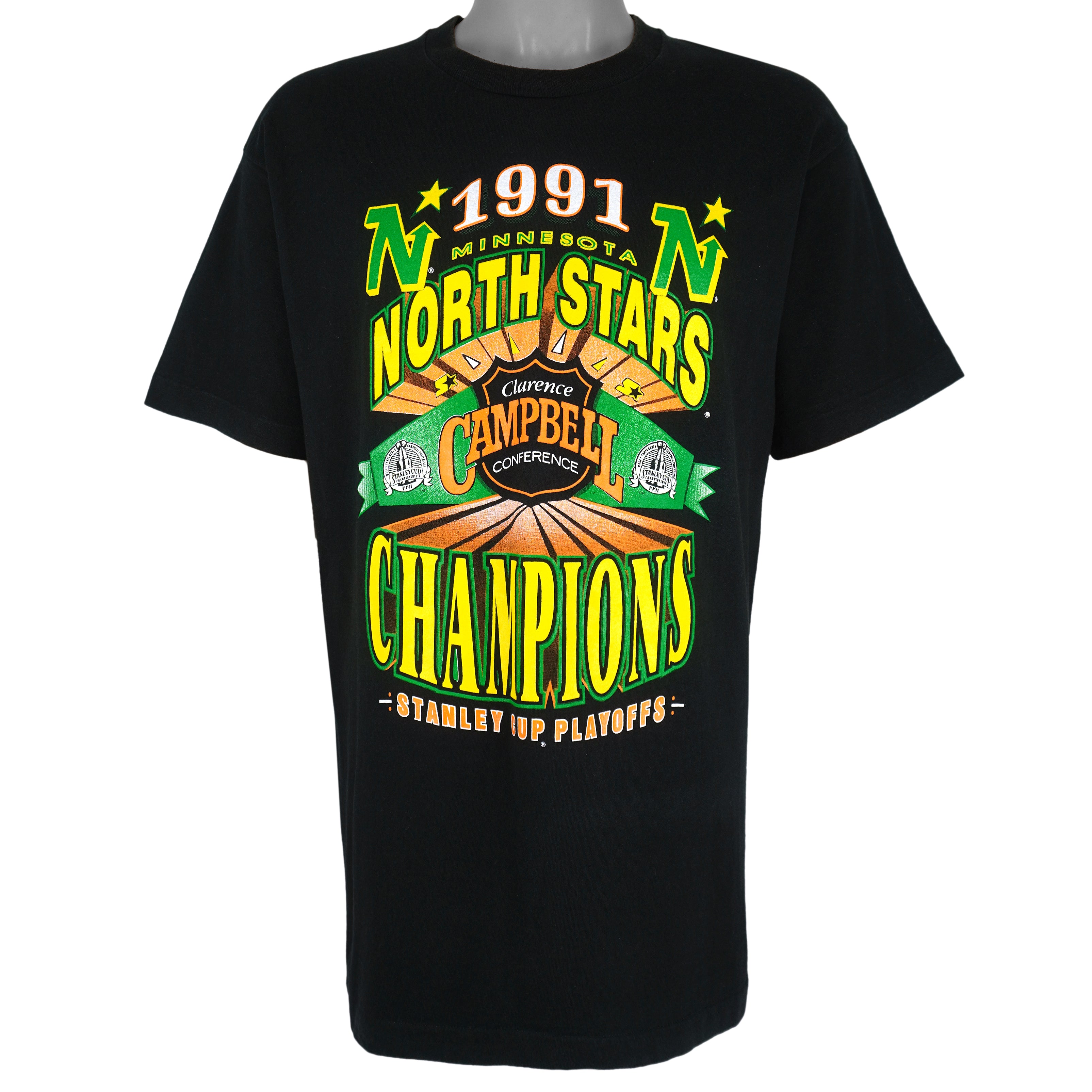 NHL (Fruit Of The Loom) - North Stars Stanley Cup Playoffs Champions T-Shirt 1991 X-Large Vintage Retro Hockey