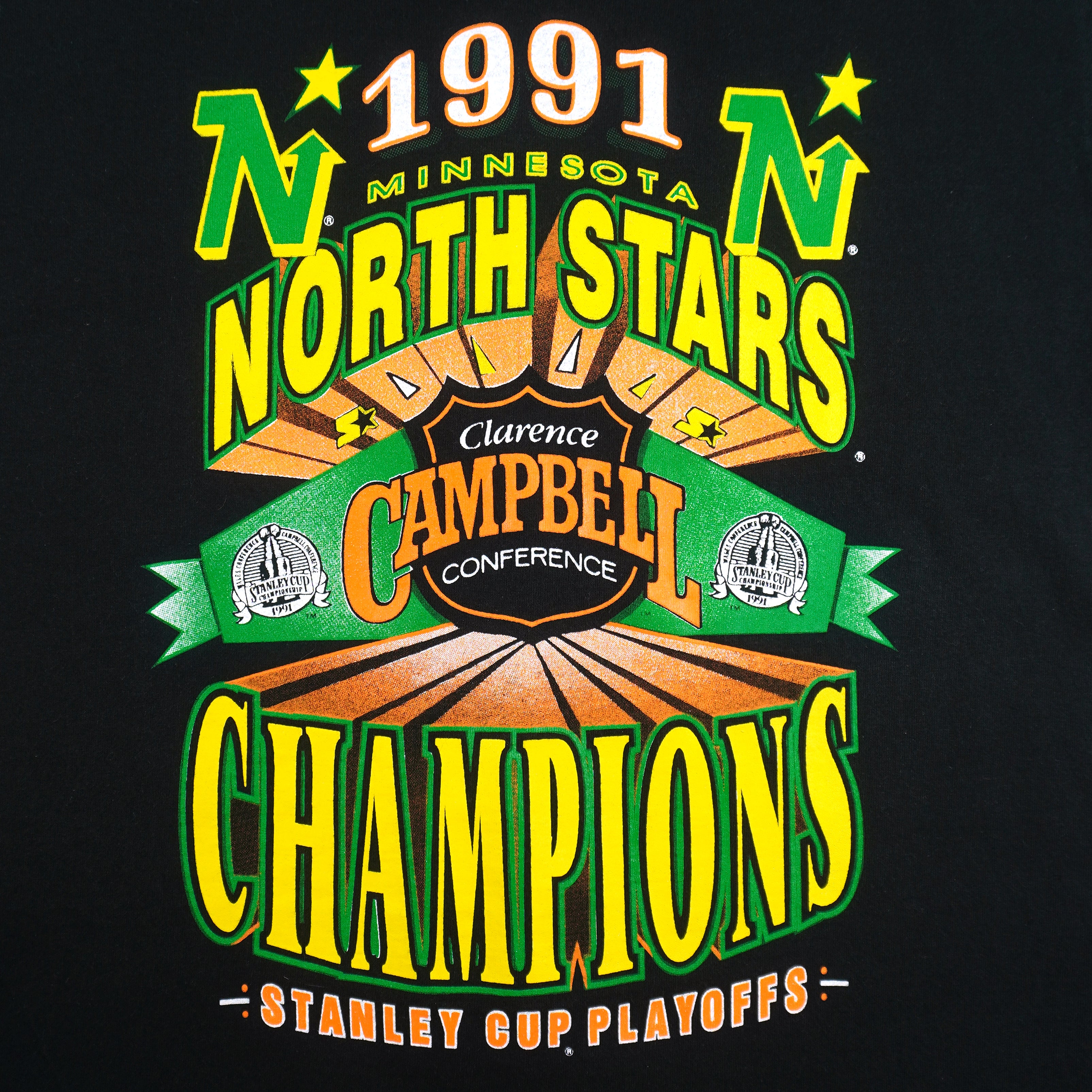 NHL (Fruit Of The Loom) - North Stars Stanley Cup Playoffs Champions T-Shirt 1991 X-Large Vintage Retro Hockey