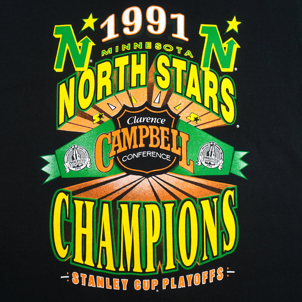 NHL (Fruit Of The Loom) - North Stars Stanley Cup Playoffs Champions T-Shirt 1991 X-Large Vintage Retro Hockey