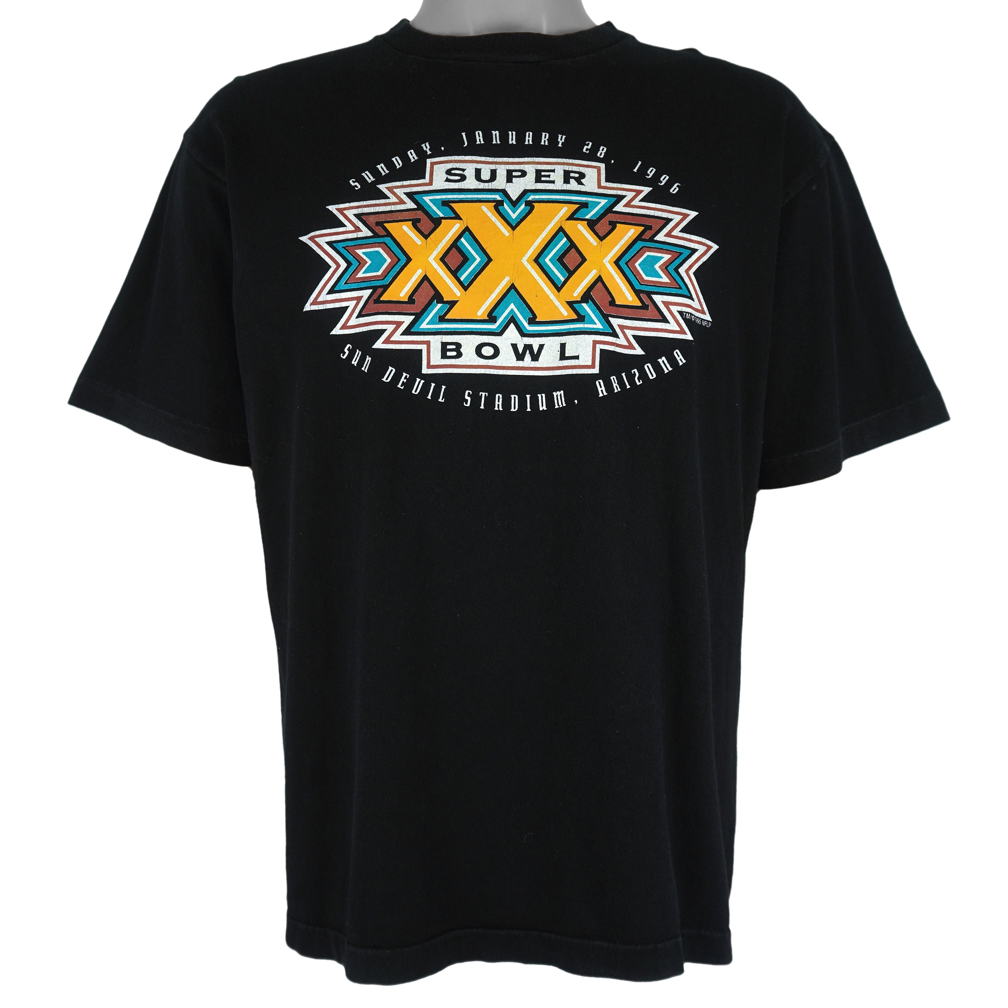 NFL (Dynasty) - Super Bowl Sun Devil Arizona Single Stitch T-Shirt 1996 Large Vintage Retro Football
