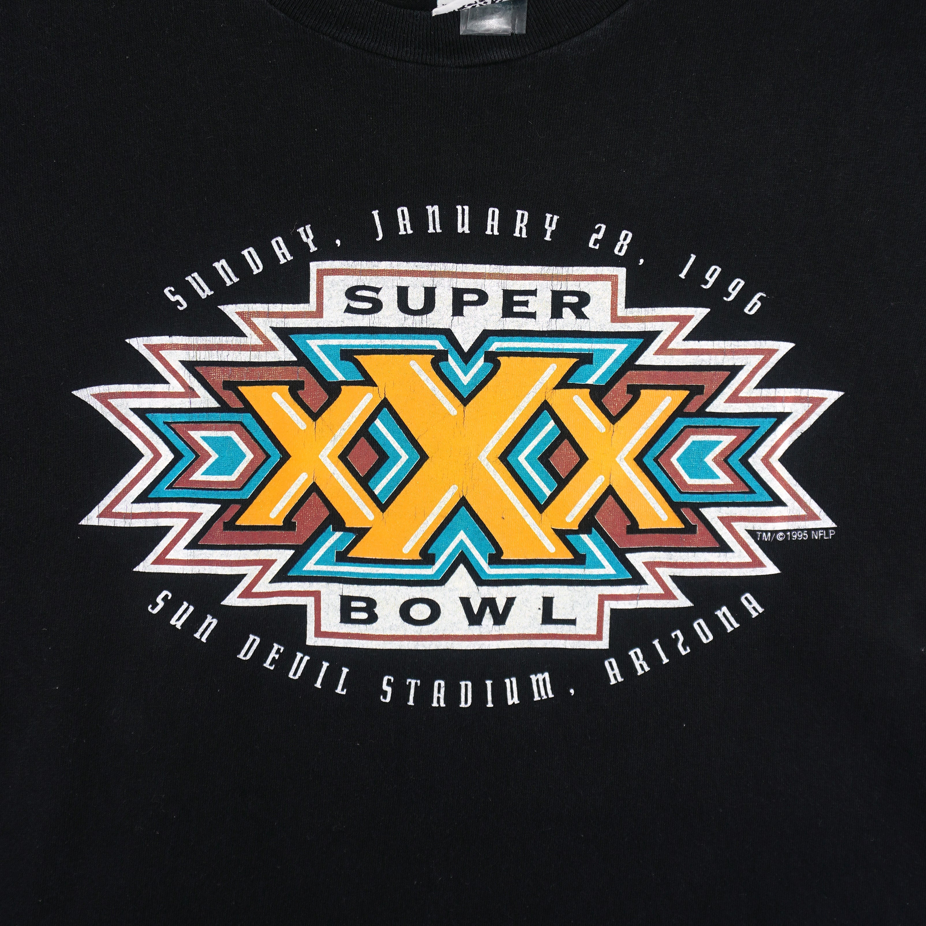 NFL (Dynasty) - Super Bowl Sun Devil Arizona Single Stitch T-Shirt 1996 Large Vintage Retro Football