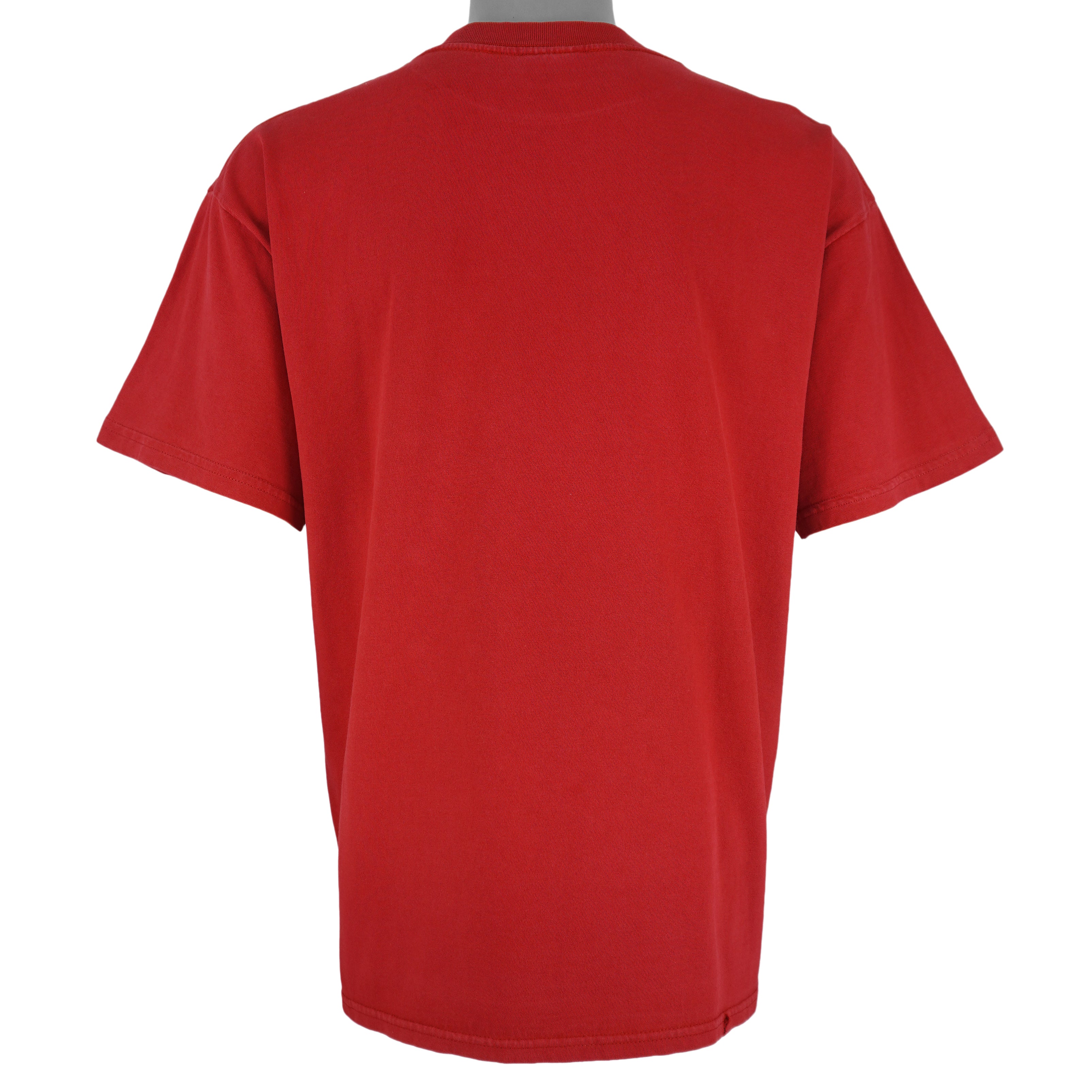CFL (Waves) - Red Calgary Stampeders Helmet T-Shirt 1990s X-Large Vintage Retro Football