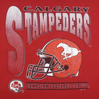 CFL (Waves) - Red Calgary Stampeders Helmet T-Shirt 1990s X-Large Vintage Retro Football