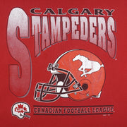 CFL (Waves) - Red Calgary Stampeders Helmet T-Shirt 1990s X-Large Vintage Retro Football