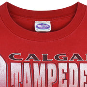 CFL (Waves) - Red Calgary Stampeders Helmet T-Shirt 1990s X-Large Vintage Retro Football