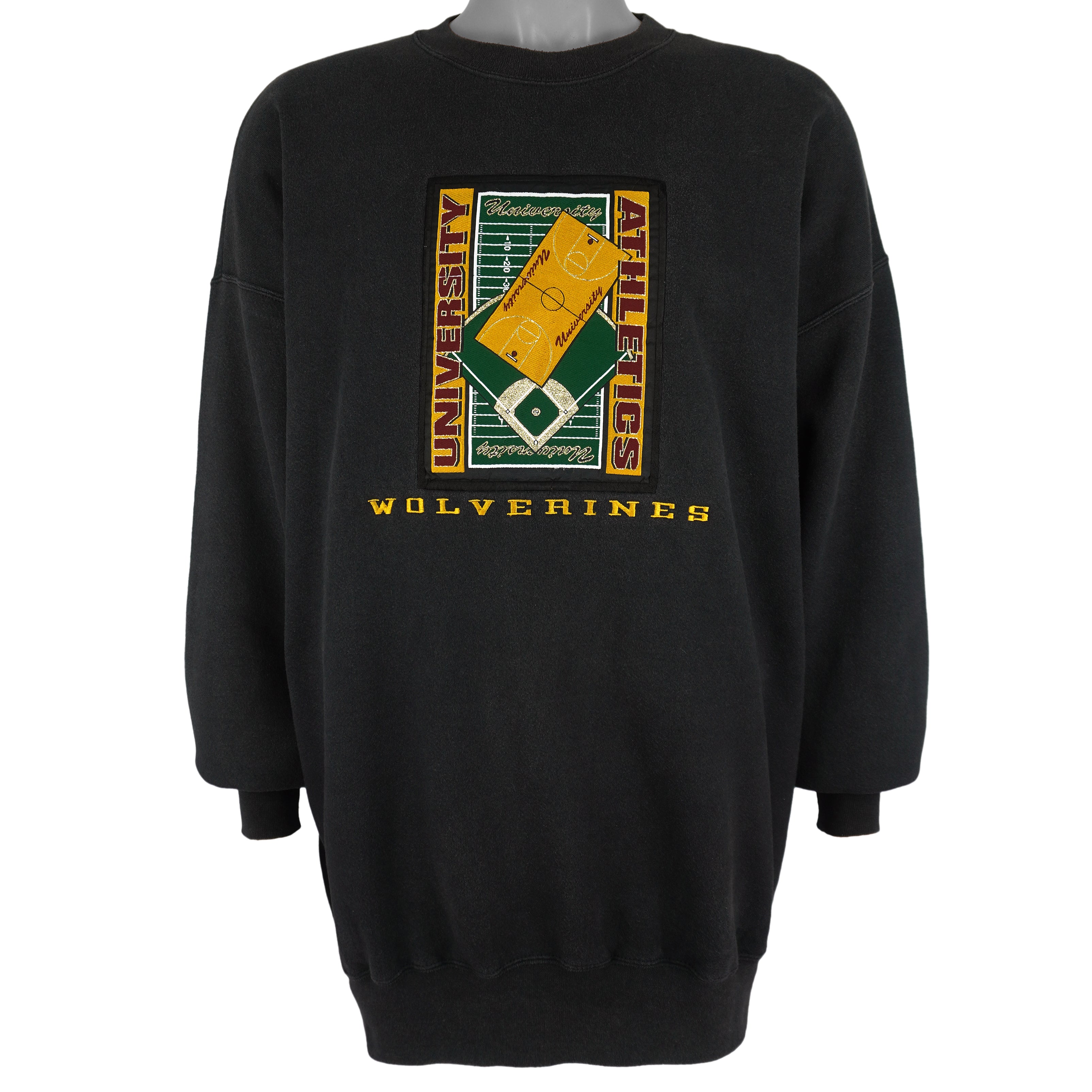 NCAA (Santee) - Michigan Wolverines Embroidered Crew Neck Sweatshirt 1990s X-Large Vintage Retro