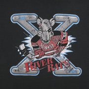 Vintage AHL (Anvil) - Albany River Rats Big Spell-Out T-Shirt 1993 Large in black